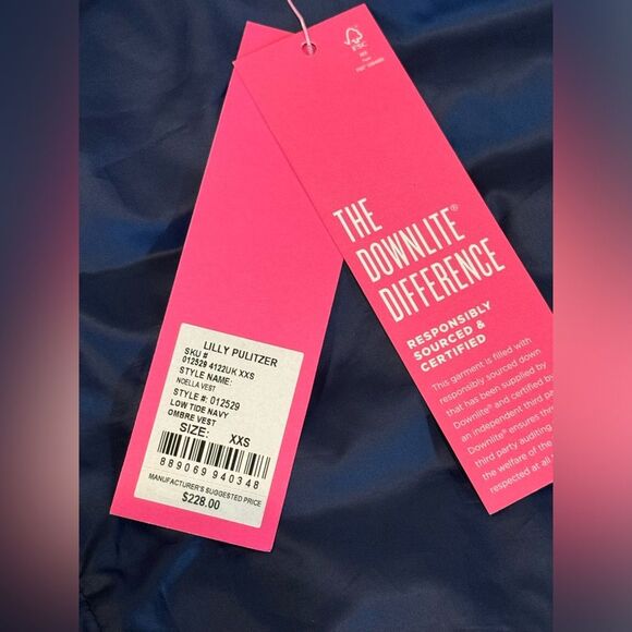 NWT Lilly Pulitzer Noella Blue Ombré Down Vest Sz XXS - Picture 9 of 16